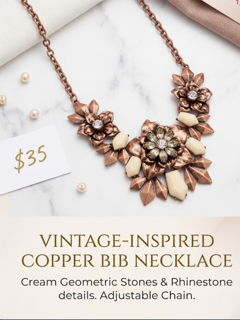Premier Designs Gold and Cream Statement Necklace